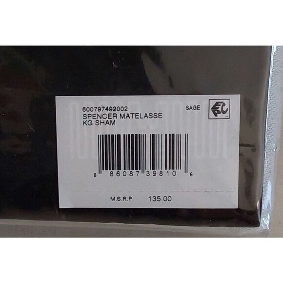 Ralph Lauren SPENCER METALASSE Cotton Blend SAGE King Pillow Sham 20"x 36" $135 - Picture 11 of 11